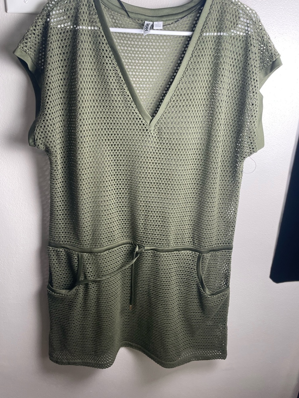 Dkny Olive Green Mesh Swim Coverup